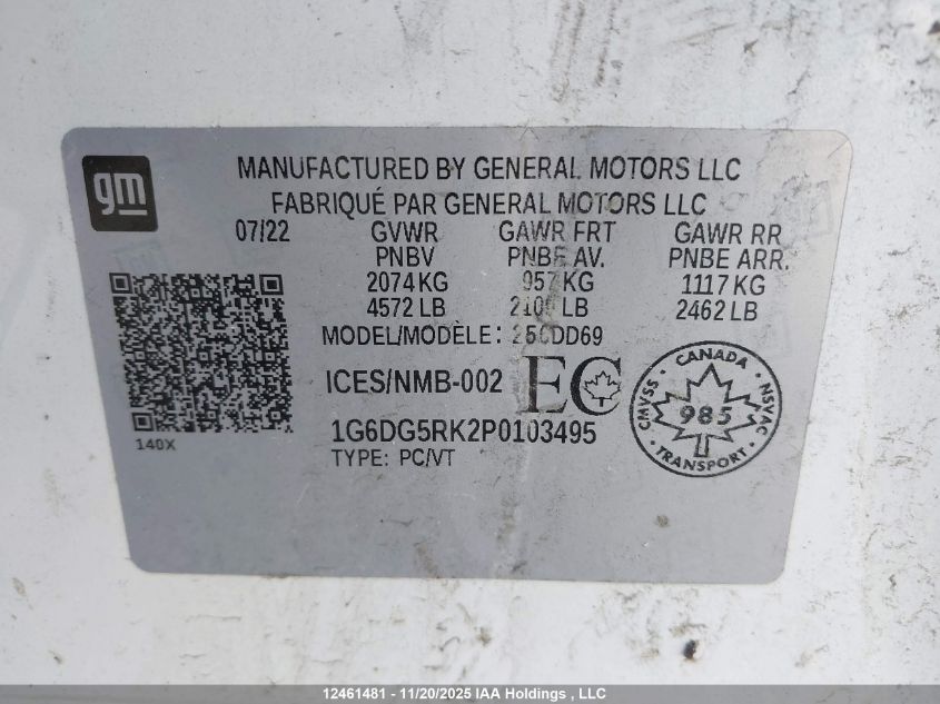 2023 Cadillac Ct4 Sport VIN: 1G6DG5RK2P0103495 Lot: 12461481