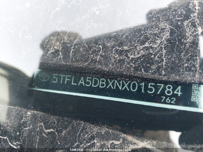 2022 Toyota Tundra Crewmax Sr/Crewmax Sr5 VIN: 5TFLA5DBXNX015784 Lot: 12461530