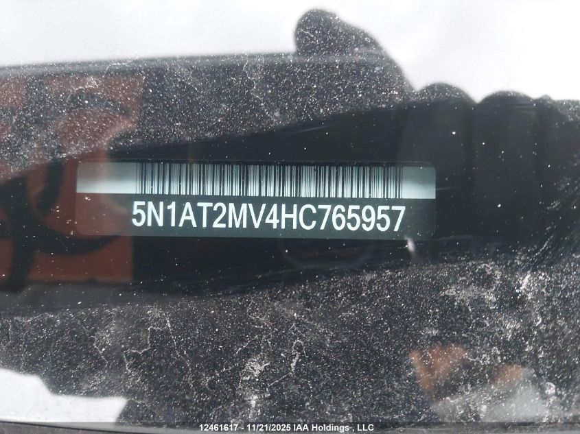 2017 Nissan Rogue Sv/Sl VIN: 5N1AT2MV4HC765957 Lot: 12461617
