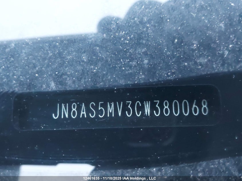 2012 Nissan Rogue S/Sv VIN: JN8AS5MV3CW380068 Lot: 12461635