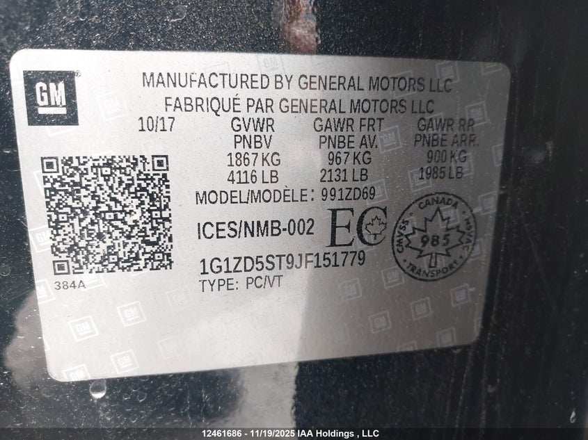 1G1ZD5ST9JF151779 2018 CHEVROLET MALIBU photo no. 9