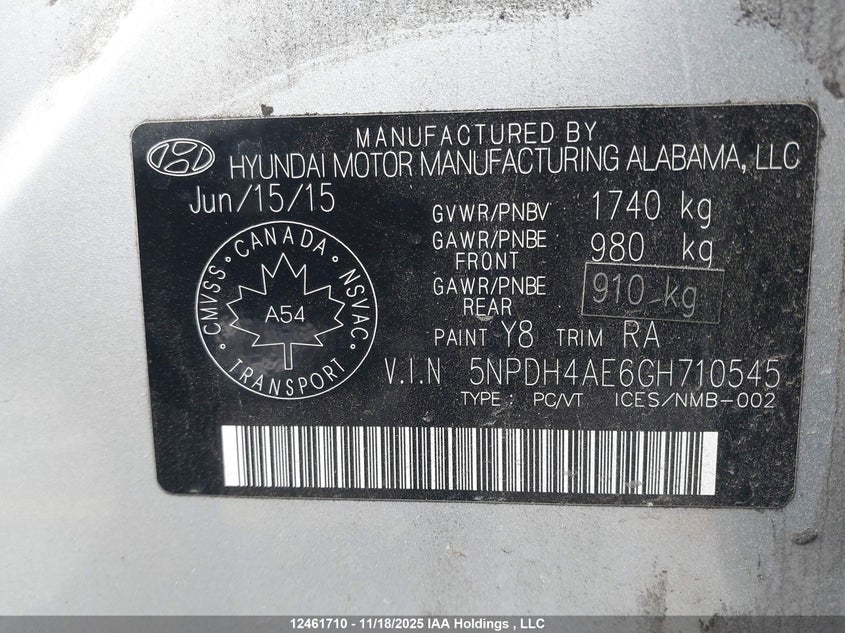 5NPDH4AE6GH710545 2016 HYUNDAI ELANTRA photo no. 18