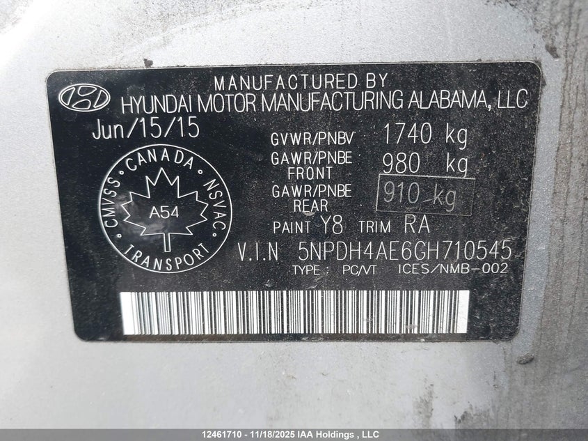 5NPDH4AE6GH710545 2016 HYUNDAI ELANTRA photo no. 9