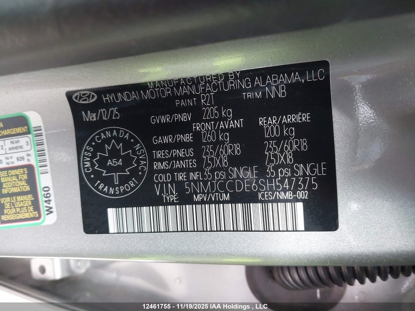 5NMJCCDE6SH547375 2025 HYUNDAI TUCSON photo no. 9