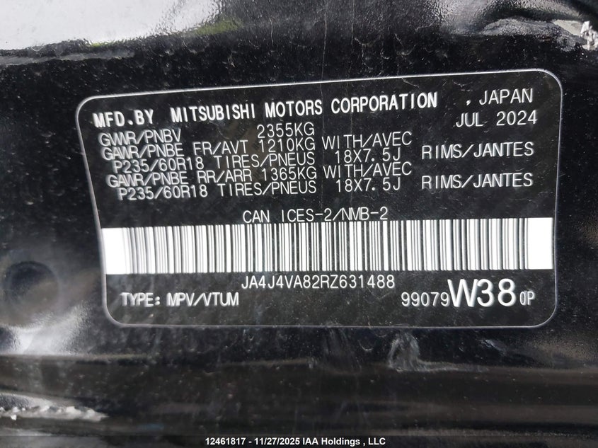 JA4J4VA82RZ631488 2024 MITSUBISHI OUTLANDER photo no. 9