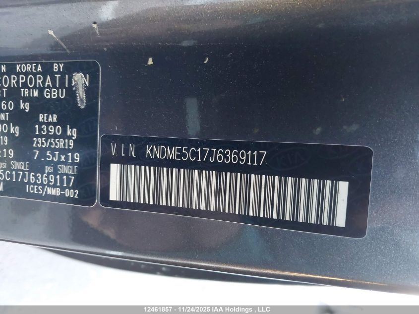 2018 Kia Sedona VIN: KNDME5C17J6369117 Lot: 12461857