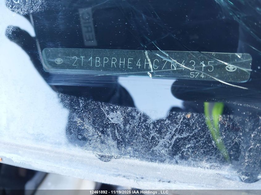 2017 Toyota Corolla Le Eco VIN: 2T1BPRHE4HC764315 Lot: 12461892