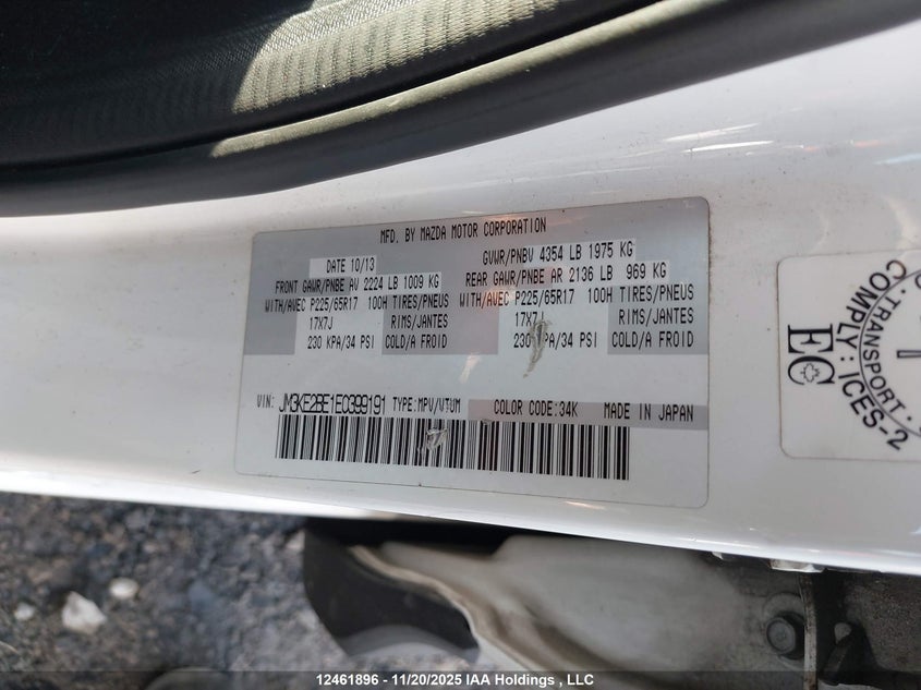 JM3KE2BE1E0399191 2014 MAZDA CX-5 photo no. 9