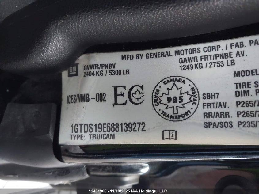 1GTDS19E688139272 2008 GMC CANYON photo no. 9