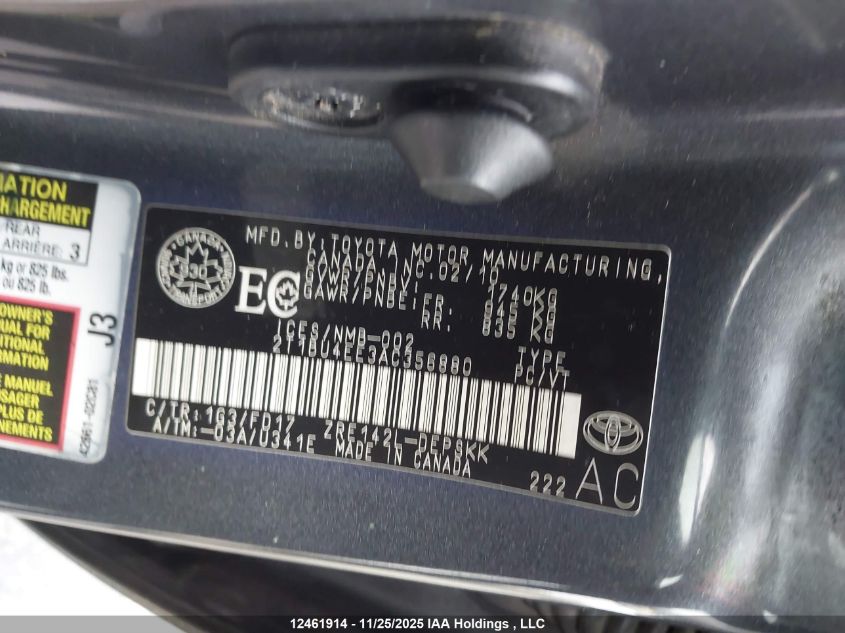 2010 Toyota Corolla VIN: 2T1BU4EE3AC356880 Lot: 12461914