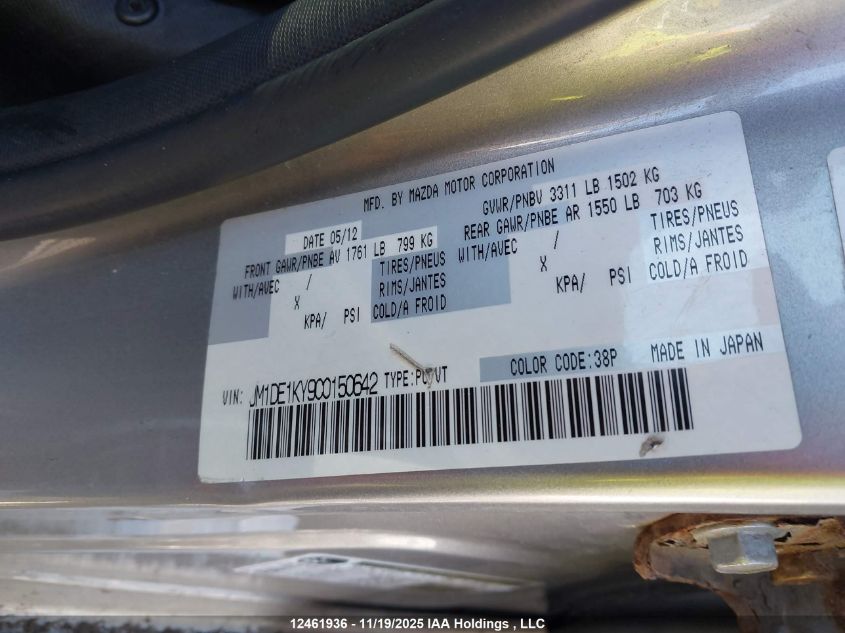 2012 Mazda Mazda2 VIN: JM1DE1KY9C0150642 Lot: 12461936