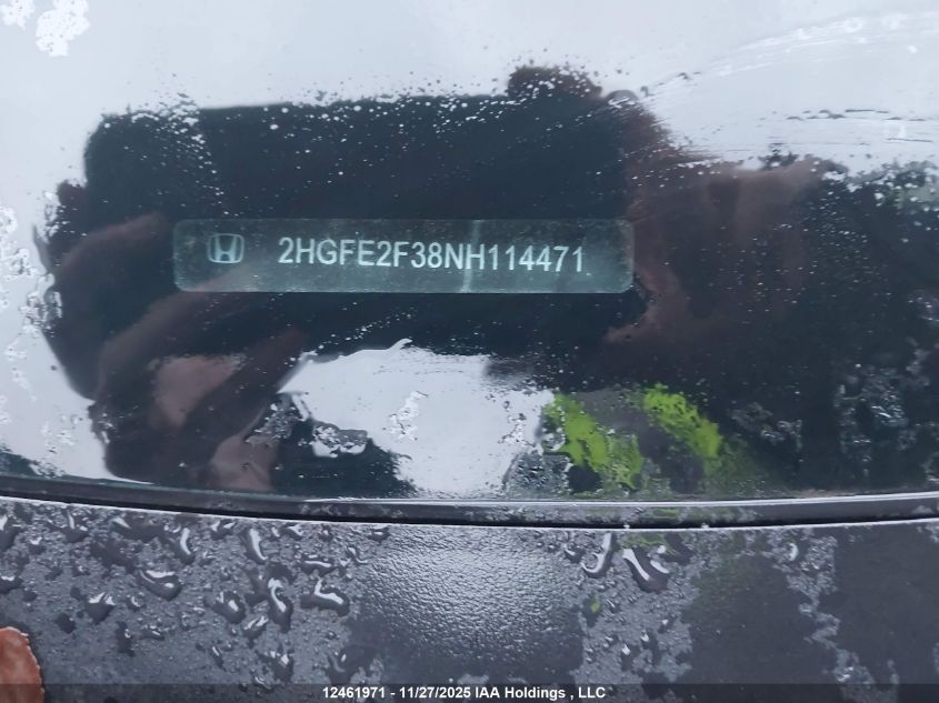 2022 Honda Civic Ex VIN: 2HGFE2F38NH114471 Lot: 12461971