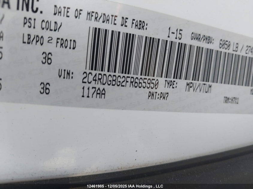 2C4RDGBG2FR665950 2015 DODGE CARAVAN photo no. 9