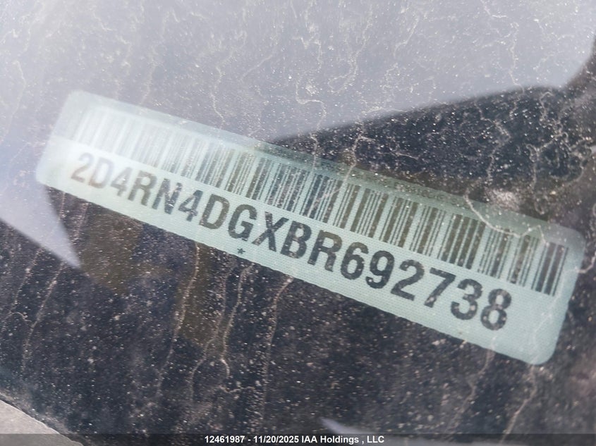 2011 Dodge Grand Caravan Se/Sxt VIN: 2D4RN4DGXBR692738 Lot: 12461987