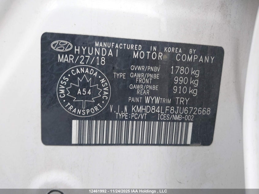 KMHD84LF8JU672668 2018 HYUNDAI ELANTRA photo no. 9