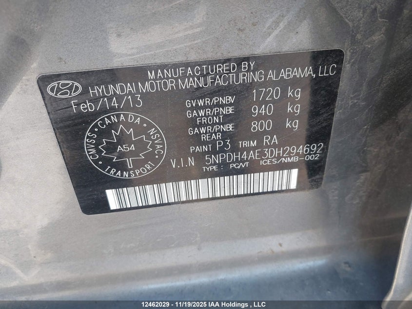 5NPDH4AE3DH294692 2013 HYUNDAI ELANTRA photo no. 9