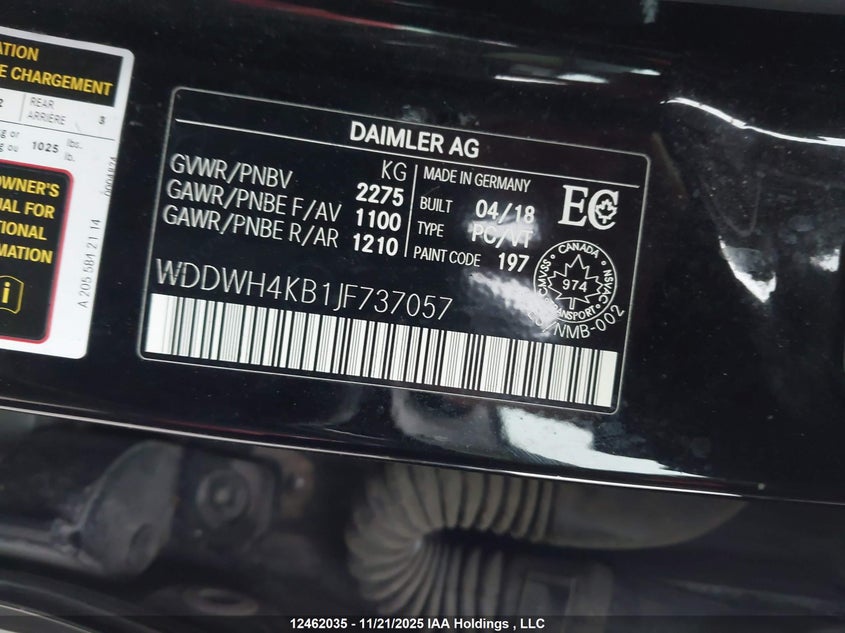 2018 Mercedes-Benz C 300 4Matic VIN: WDDWH4KB1JF737057 Lot: 12462035