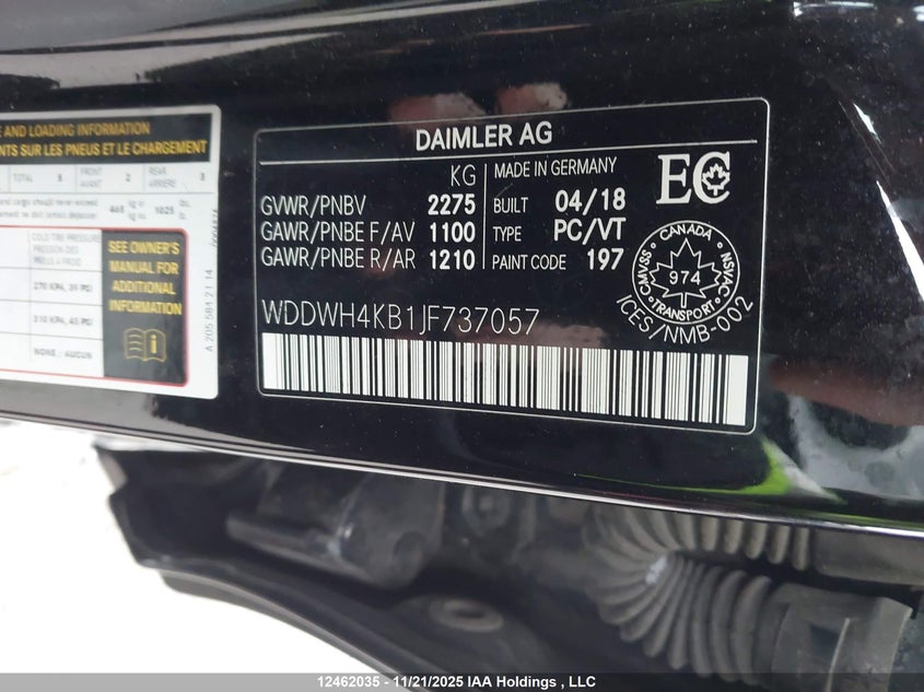 2018 Mercedes-Benz C 300 4Matic VIN: WDDWH4KB1JF737057 Lot: 12462035
