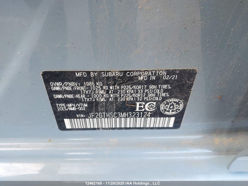 JF2GTHSC3MH323124 2021 SUBARU XV photo no. 18