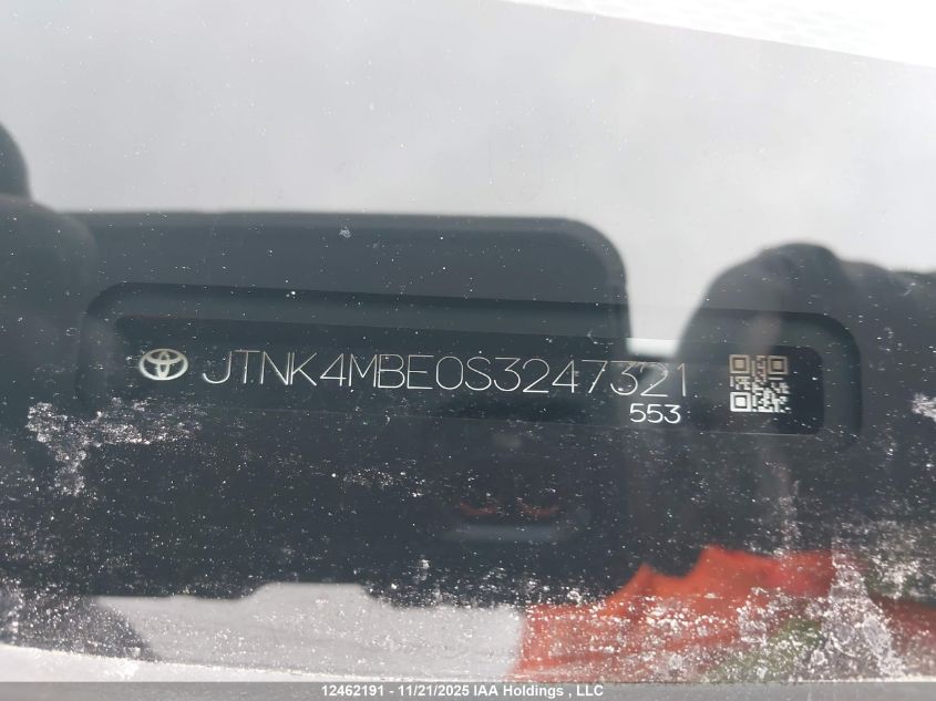 2025 Toyota Corolla VIN: JTNK4MBE0S3247321 Lot: 12462191