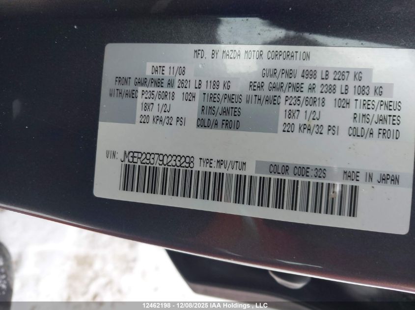 2009 Mazda Cx-7 Gs/Gt VIN: JM3ER293790233298 Lot: 12462198
