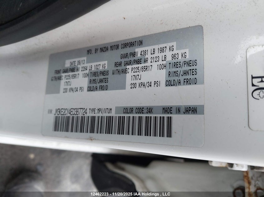 JM3KE2CY4E0387724 2014 MAZDA CX-5 photo no. 9