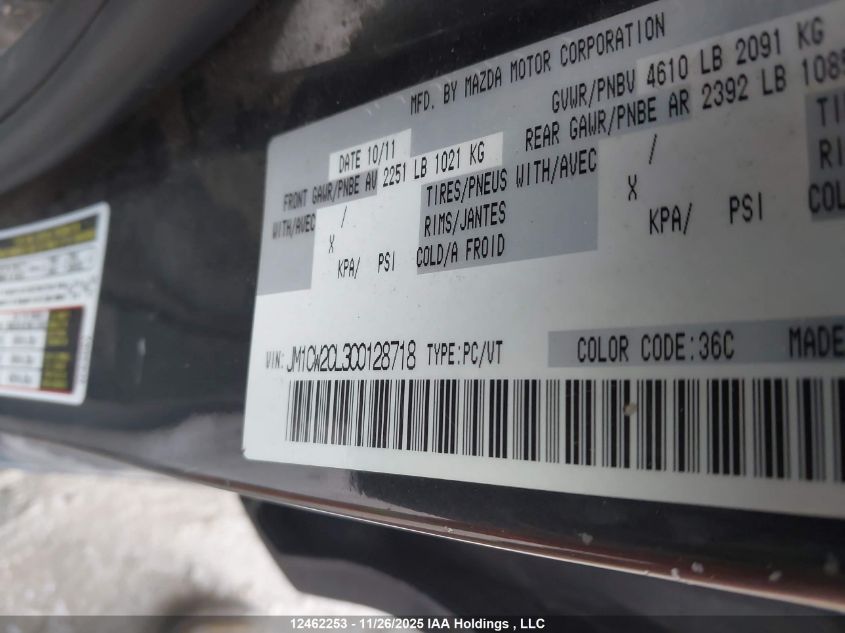 2012 Mazda 5 VIN: JM1CW2CL3C0128718 Lot: 12462253