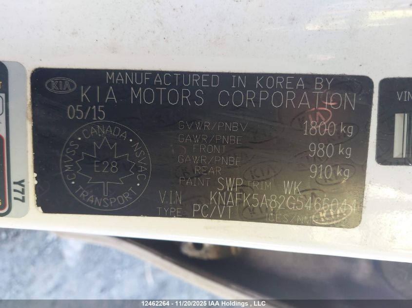 2016 Kia Forte Lx VIN: KNAFK5A82G5466044 Lot: 12462264