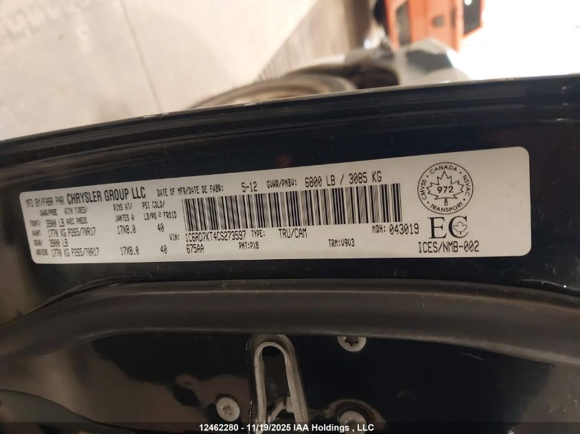 2012 Dodge Ram 1500 St VIN: 1C6RD7KT4CS273597 Lot: 12462280