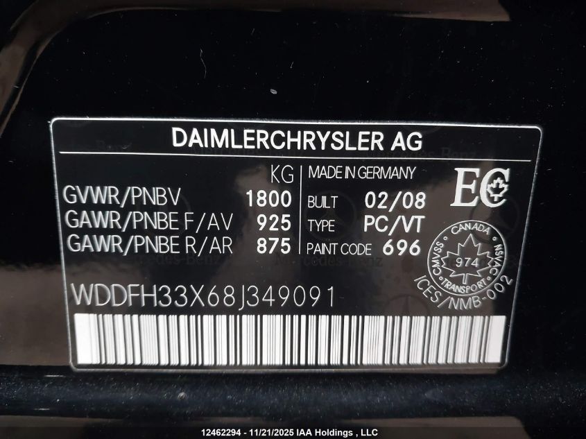 2008 Mercedes-Benz B200 VIN: WDDFH33X68J349091 Lot: 12462294