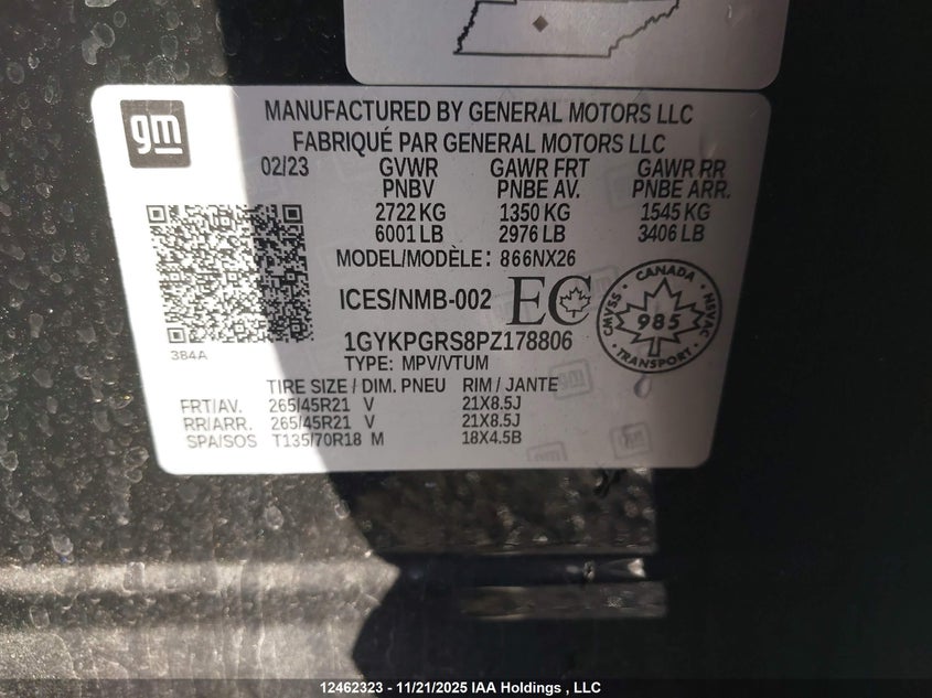 1GYKPGRS8PZ178806 2023 CADILLAC XT6 photo no. 9