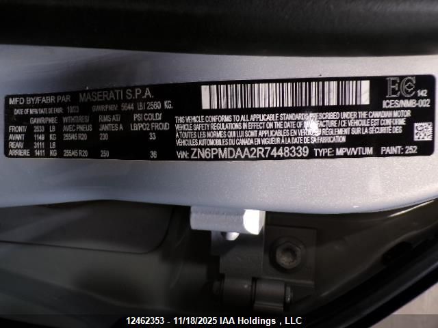 2024 Maserati Grecale Gt VIN: ZN6PMDAA2R7448339 Lot: 12462353