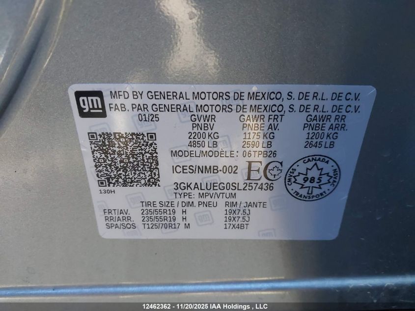 2025 GMC Terrain Elevation Awd VIN: 3GKALUEG0SL257436 Lot: 12462362