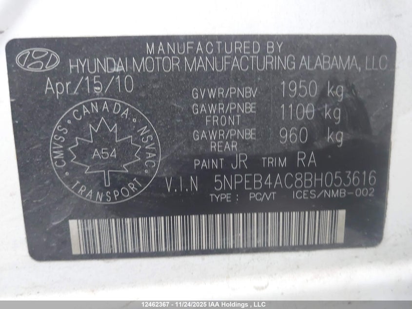 5NPEB4AC8BH053616 2011 HYUNDAI SONATA photo no. 19