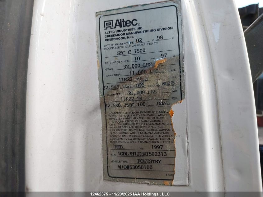 1GDL7H1J2WJ502313 1998 GMC  photo no. 9