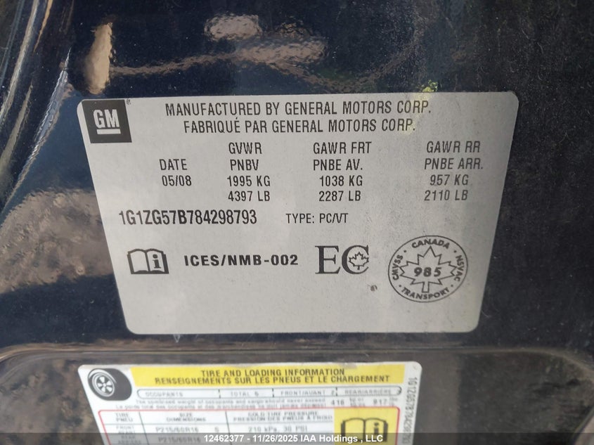 1G1ZG57B784298793 2008 CHEVROLET MALIBU photo no. 9