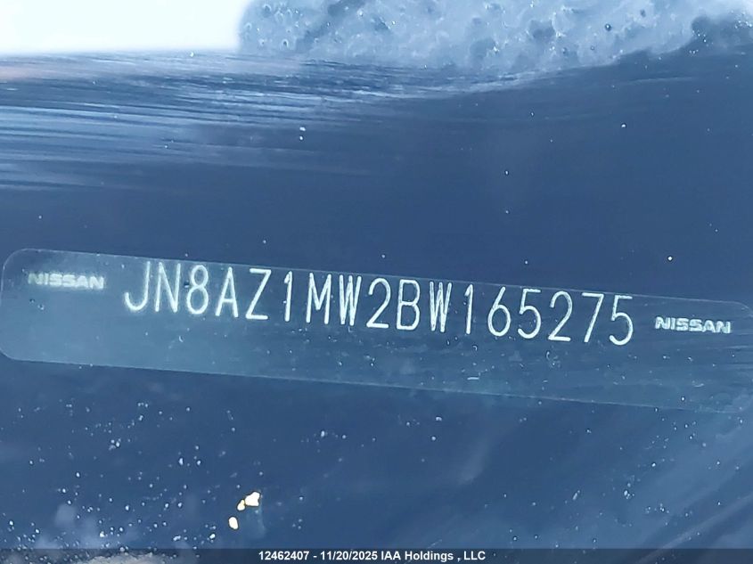2011 Nissan Murano S/Sl/Le VIN: JN8AZ1MW2BW165275 Lot: 12462407