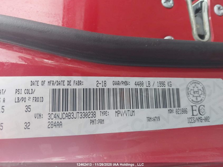 2018 Jeep Compass Sport VIN: 3C4NJCAB3JT330238 Lot: 12462413