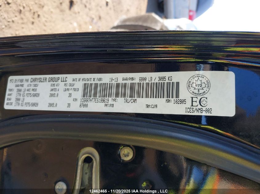 2014 Ram 1500 Sport VIN: 1C6RR7HT7ES199619 Lot: 12462465