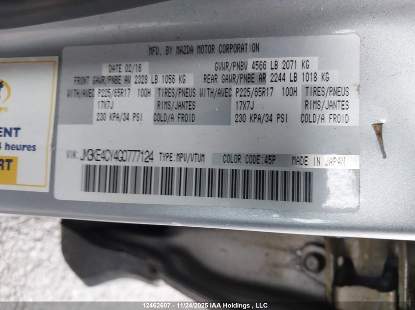 JM3KE4CY4G0777124 2016 MAZDA CX-5 photo no. 9