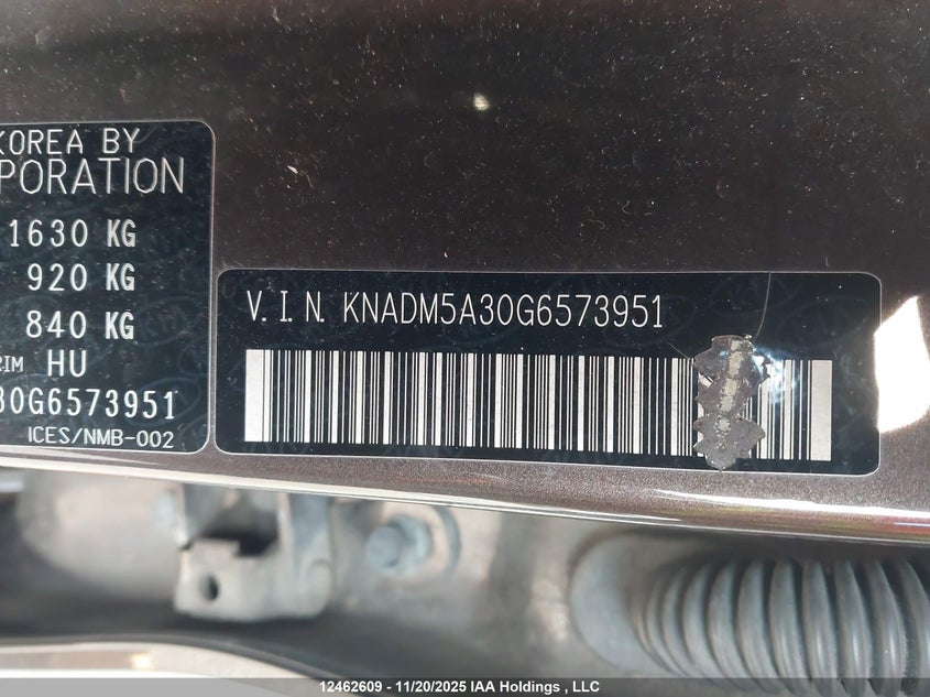 2016 Kia Rio Ex/Ex+ W/Sunroof/Lx/Lx+/Lx+ Eco/Sx VIN: KNADM5A30G6573951 Lot: 12462609