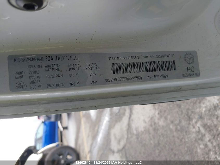 2017 Ram Promaster City Slt VIN: ZFBERFDB7H6F90965 Lot: 12462640