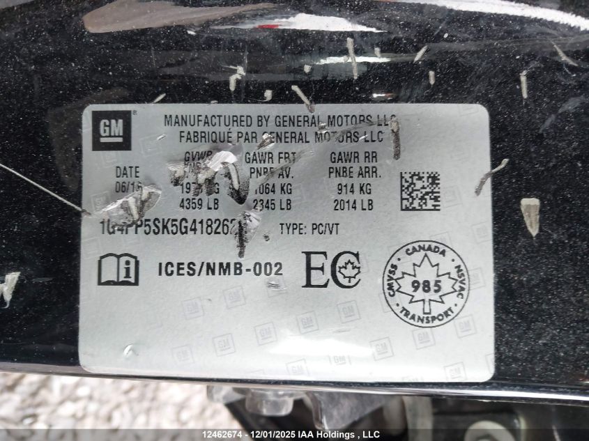 2016 Buick Verano VIN: 1G4PP5SK5G4182623 Lot: 12462674