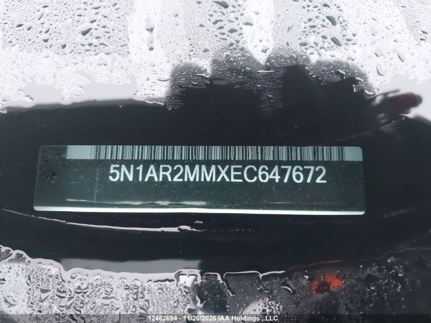 2014 Nissan Pathfinder VIN: 5N1AR2MMXEC647672 Lot: 12462694