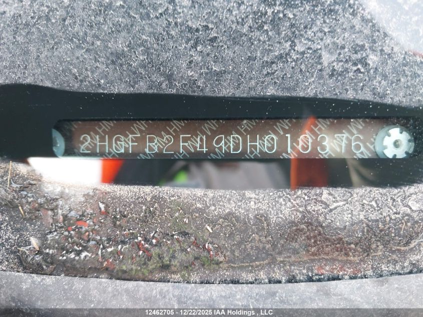 2013 Honda Civic Lx VIN: 2HGFB2F49DH010376 Lot: 12462705