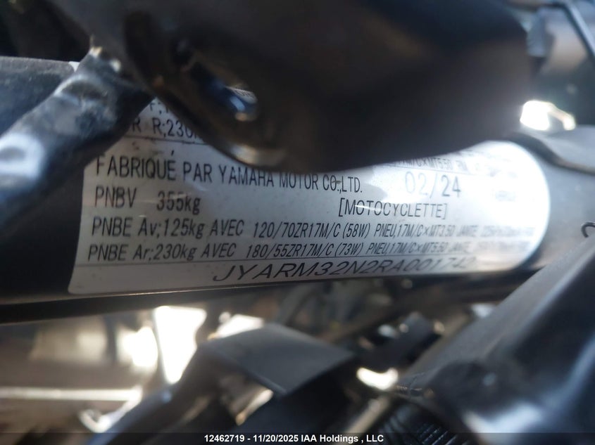 JYARM32N2RA001742 2024 YAMAHA MT photo no. 12