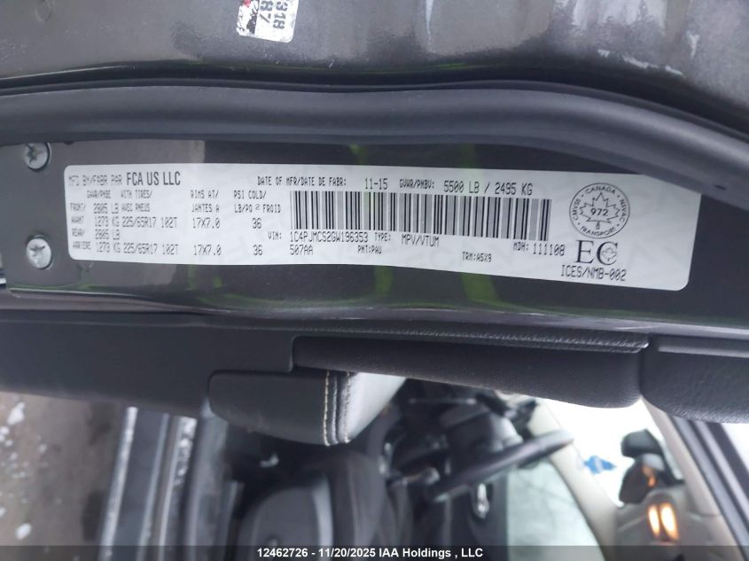 2016 Jeep Cherokee North VIN: 1C4PJMCS2GW196353 Lot: 12462726