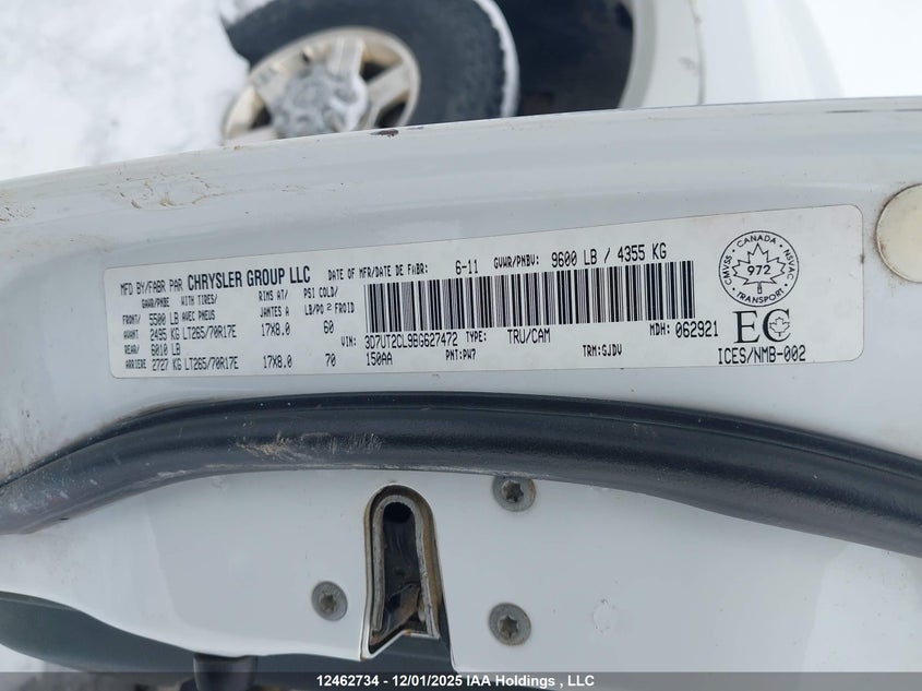 3D7UT2CL9BG627472 2011 DODGE RAM photo no. 9