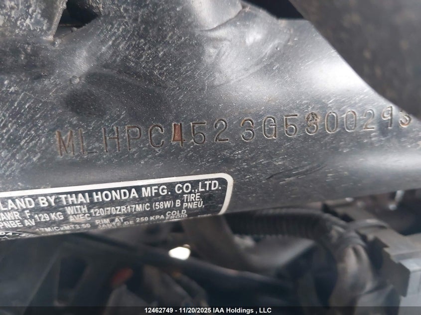 MLHPC4523G5300293 2016 HONDA CB photo no. 10