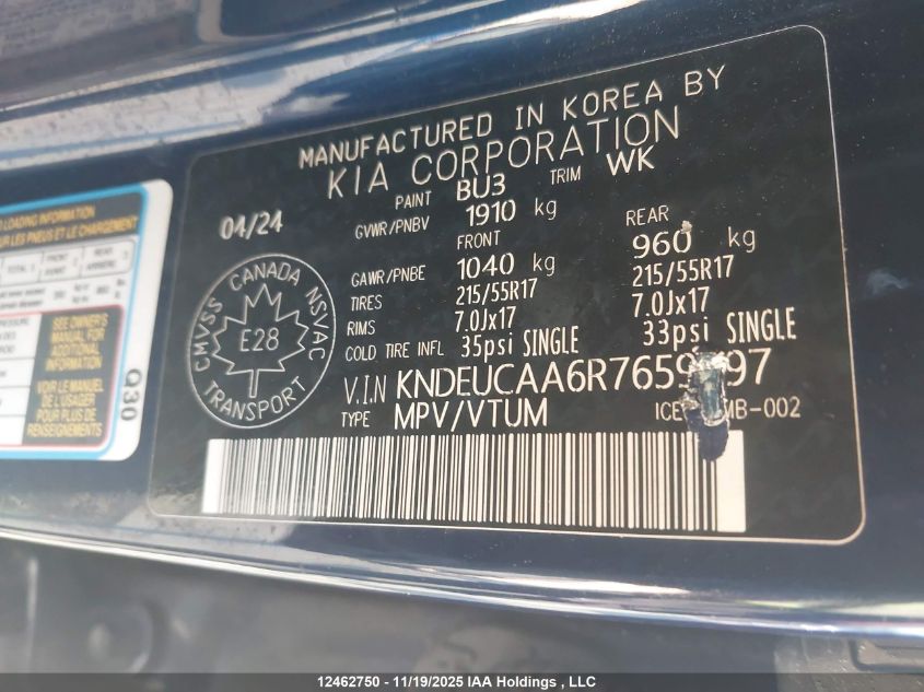 2024 Kia Seltos S VIN: KNDEUCAA6R7659997 Lot: 12462750